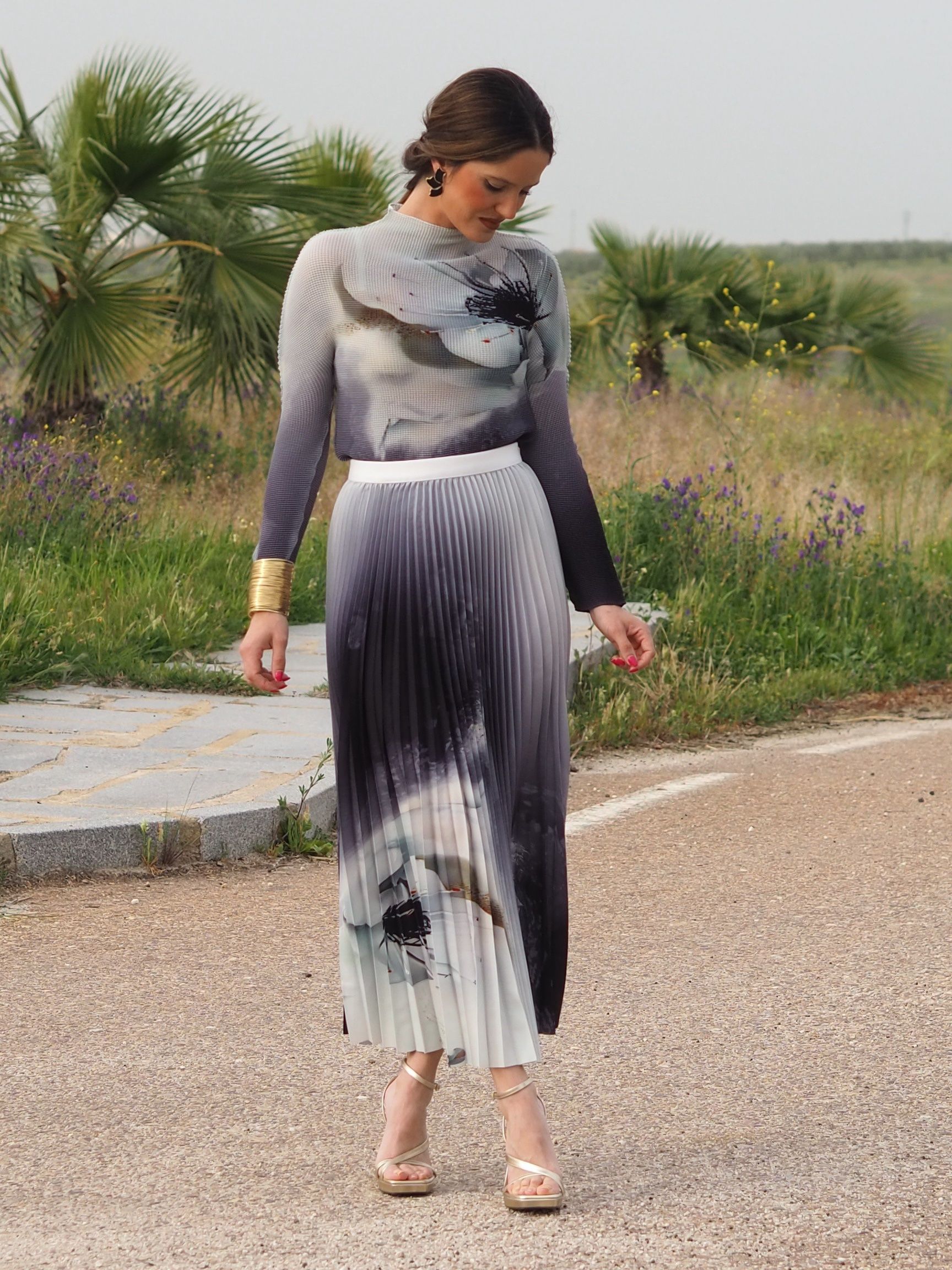 Conjunto Plisado Gris