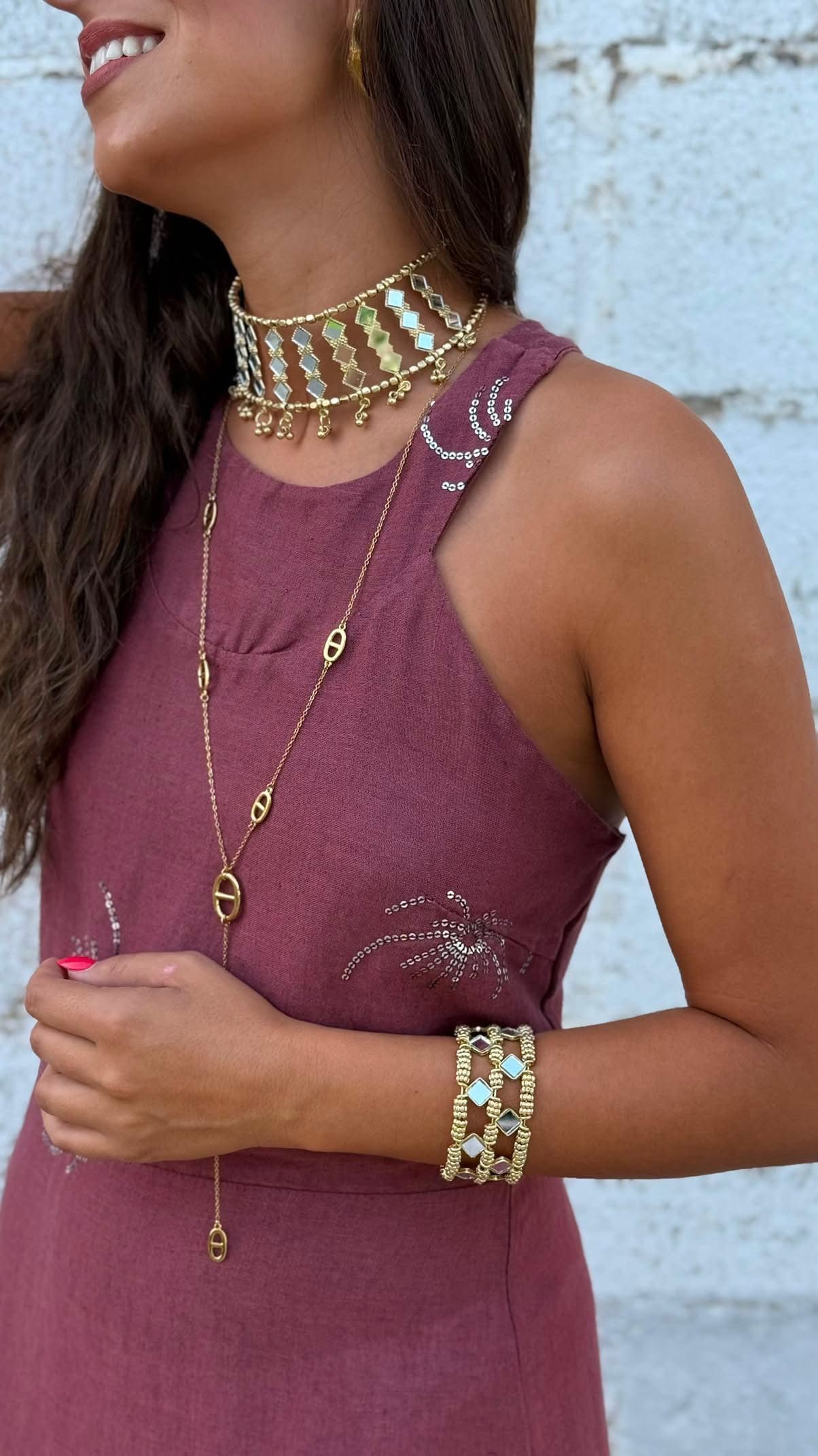 Brazalete dorado cristal