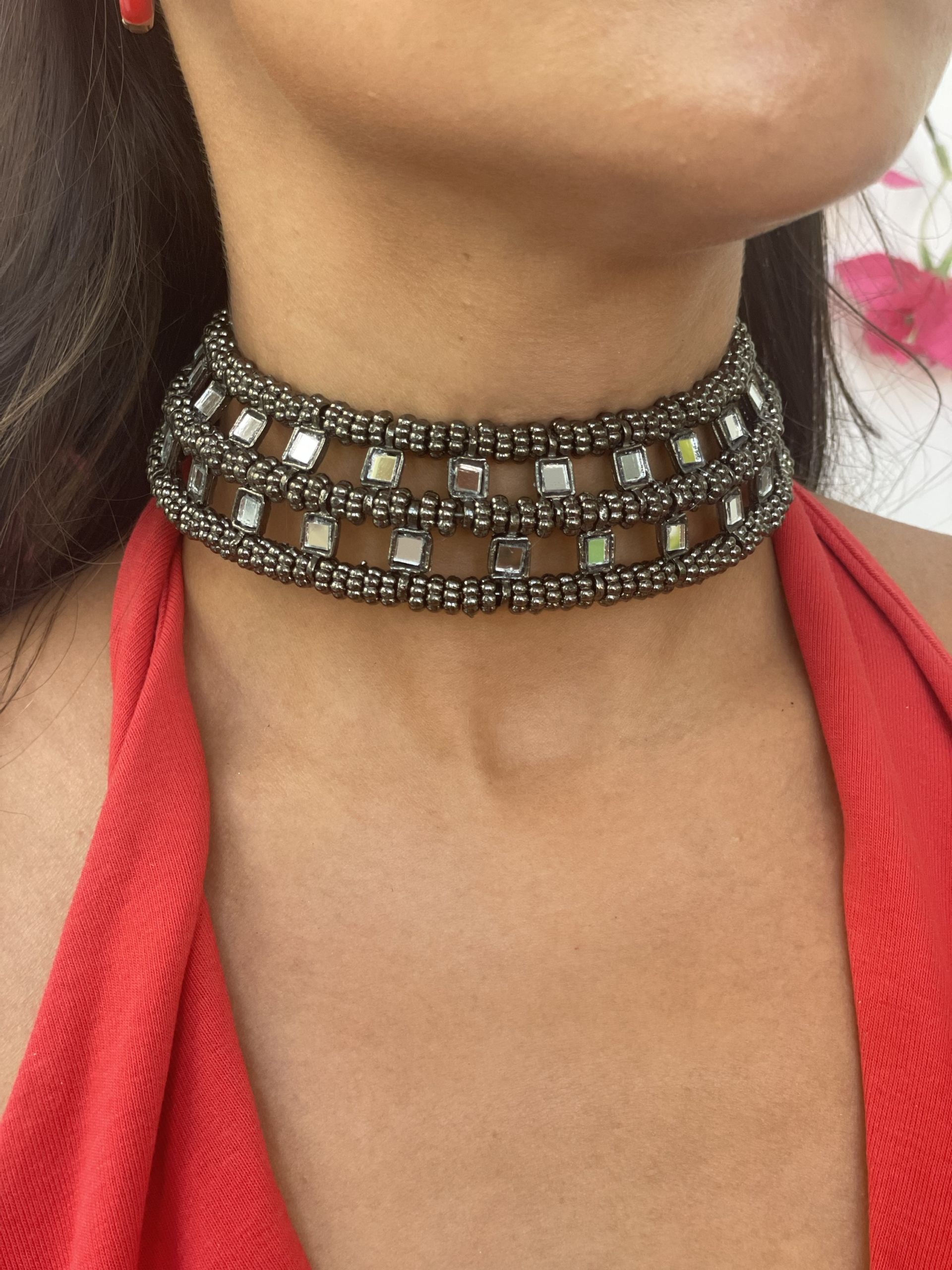 Choker plata cuadro